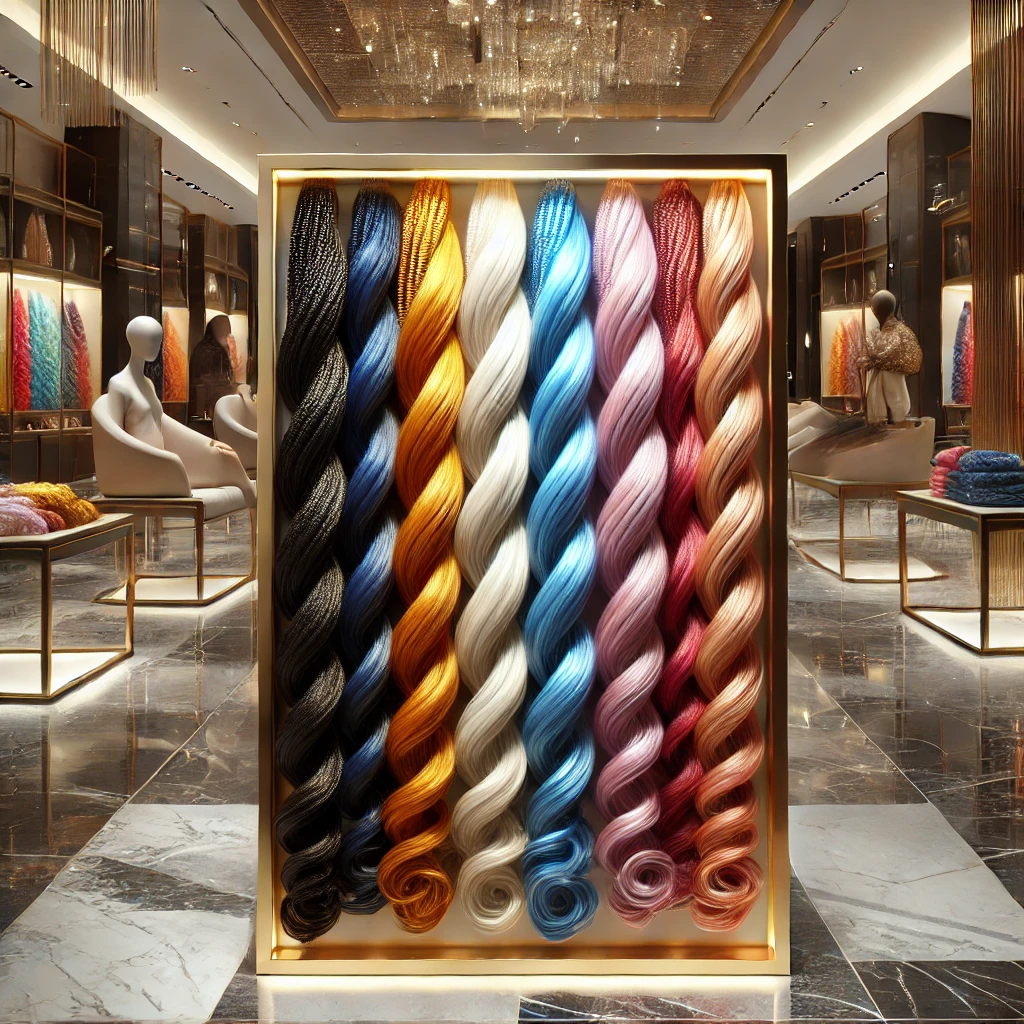 Luxurious yet simple Colored Cuban Twist Hair that encompasses a range of vibrant and bold colors and pairs it with a modern, minimalistic background of marble and metallic tones